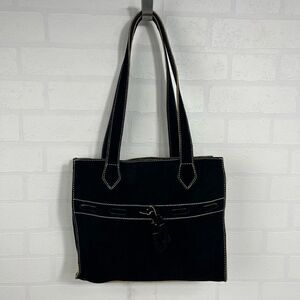 Liz Claiborne Leather Shoulder Bag Black Suede Yellowstone Cow Girl Style